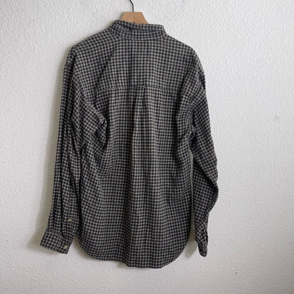 Columbia Mens Long Sleeve Plaid Button-Up Shirt L Black/White Cotton Blend - Picture 9 of 9